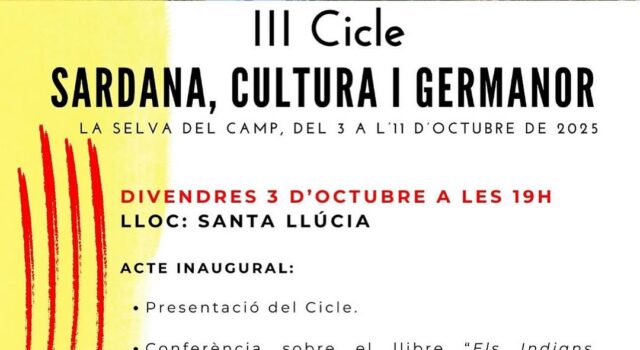 El passat dissabte 4 d’octubre, Tate Cabré va impartir una conferència sobre els indians catalans, dins del III Cicle de Sardana, Cultura i Germanor, organitzat per  la Colla Sardanista Germanor […]