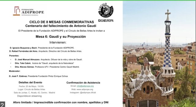 Ciclo 8 Mesas Conmemorativas del Centenario del fallecimiento de Antonio Gaudí Recupera la mesa redonda aquí (intervención de Tate Cabré en el minto 48. El pasado miércoles, 20 de mayo, [&hellip;]